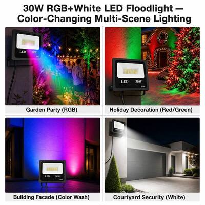 Ip66 Outdoor Rgbw Floodlight Led Lights 30W For Theme Park Christmas